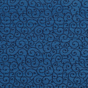 Essentials Heavy Duty Scotchgard Navy Blue Scroll Upholstery Fabric / Azure