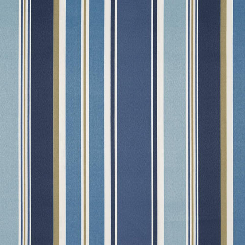 Essentials Outdoor Stain Resistant Upholstery Drapery Fabric Navy Blue White / Chambray Stripe