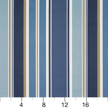 Load image into Gallery viewer, Essentials Outdoor Stain Resistant Upholstery Drapery Fabric Navy Blue White / Chambray Stripe