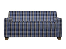 Load image into Gallery viewer, Essentials Navy Blue White Checkered Upholstery Fabric / Cobalt Plaid
