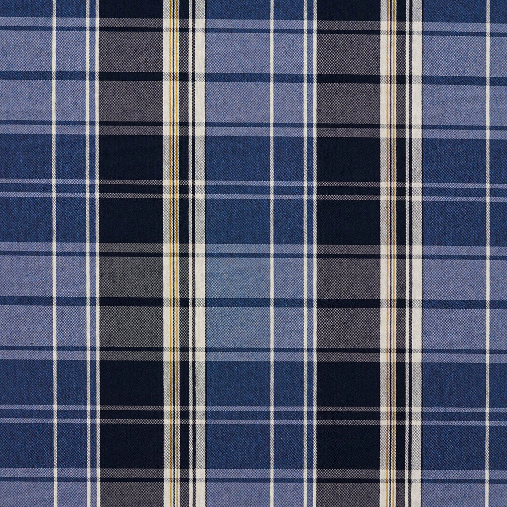 Essentials Navy Blue White Checkered Upholstery Fabric / Cobalt Plaid