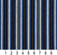 Load image into Gallery viewer, Essentials Navy Blue White Yellow Upholstery Fabric / Cobalt Stripe