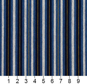 Essentials Navy Blue White Yellow Upholstery Fabric / Cobalt Stripe