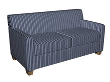 Load image into Gallery viewer, Essentials Navy Blue White Yellow Upholstery Fabric / Cobalt Stripe