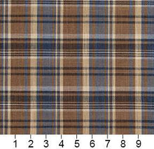Load image into Gallery viewer, Essentials Navy Brown Beige Checkered Upholstery Drapery Fabric / Indigo Plaid
