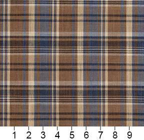 Essentials Navy Brown Beige Checkered Upholstery Drapery Fabric / Indigo Plaid