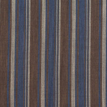 Load image into Gallery viewer, Essentials Navy Brown Beige Upholstery Drapery Fabric / Indigo Stripe