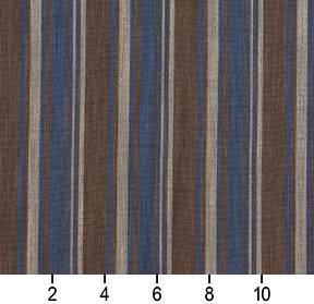 Essentials Navy Brown Beige Upholstery Drapery Fabric / Indigo Stripe