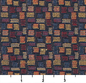 Essentials Mid Century Modern Geometric Navy Burgundy Orange Upholstery Fabric / Jewel