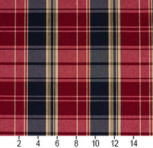 Load image into Gallery viewer, Essentials Navy Maroon Beige Checkered Upholstery Fabric / Port Plaid