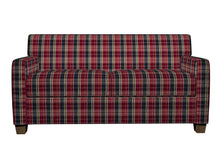 Load image into Gallery viewer, Essentials Navy Maroon Beige Checkered Upholstery Fabric / Port Plaid