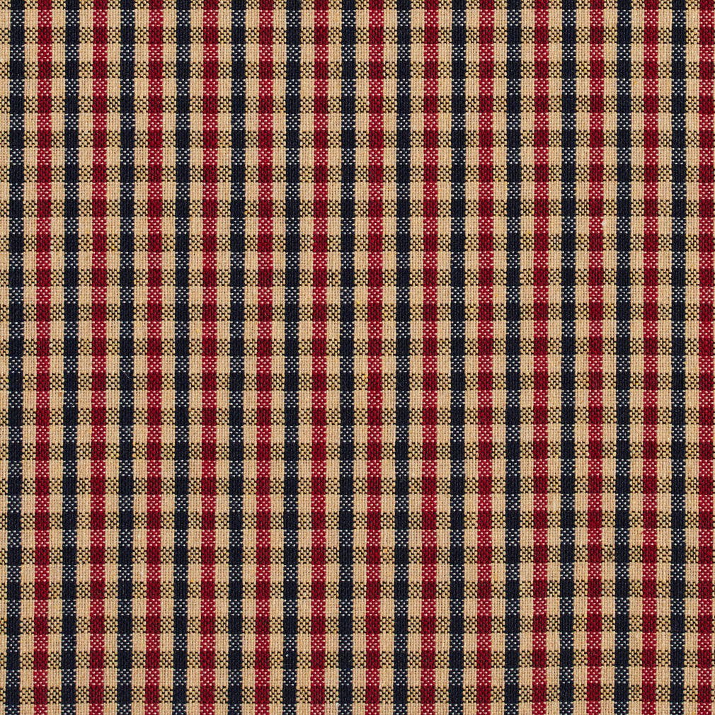 Essentials Navy Maroon Beige Plaid Upholstery Fabric / Port Check