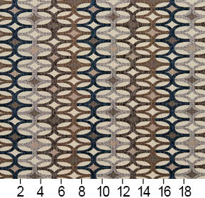 Essentials Navy Tan Gray Beige Geometric Upholstery Fabric / Royal Interlock