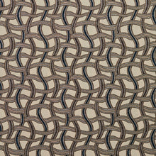 Load image into Gallery viewer, Essentials Navy Tan Gray Beige Wavy Trellis Upholstery Fabric / Royal Maze