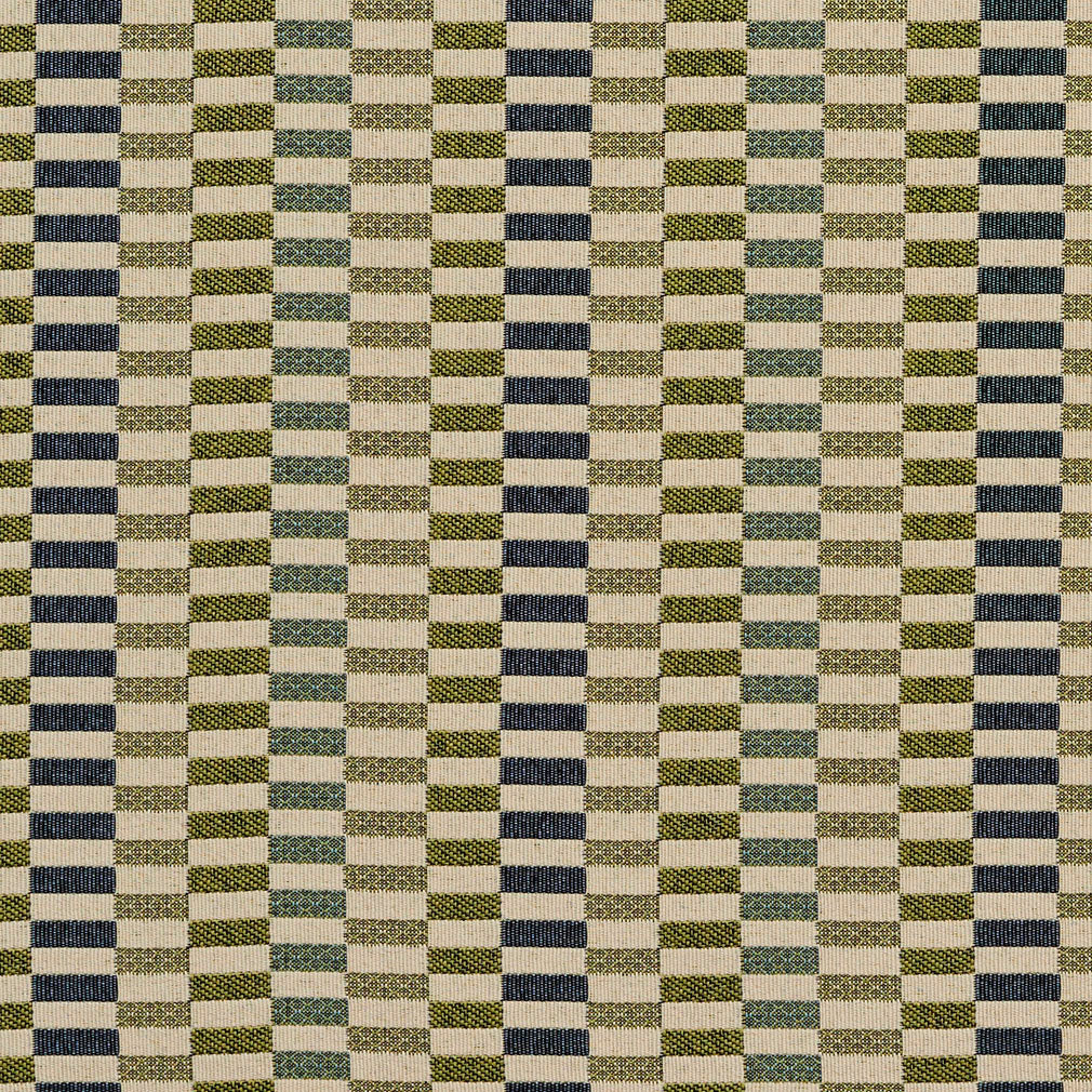 Essentials Navy Teal Lime Beige Geometric Upholstery Fabric / Meadow Shift