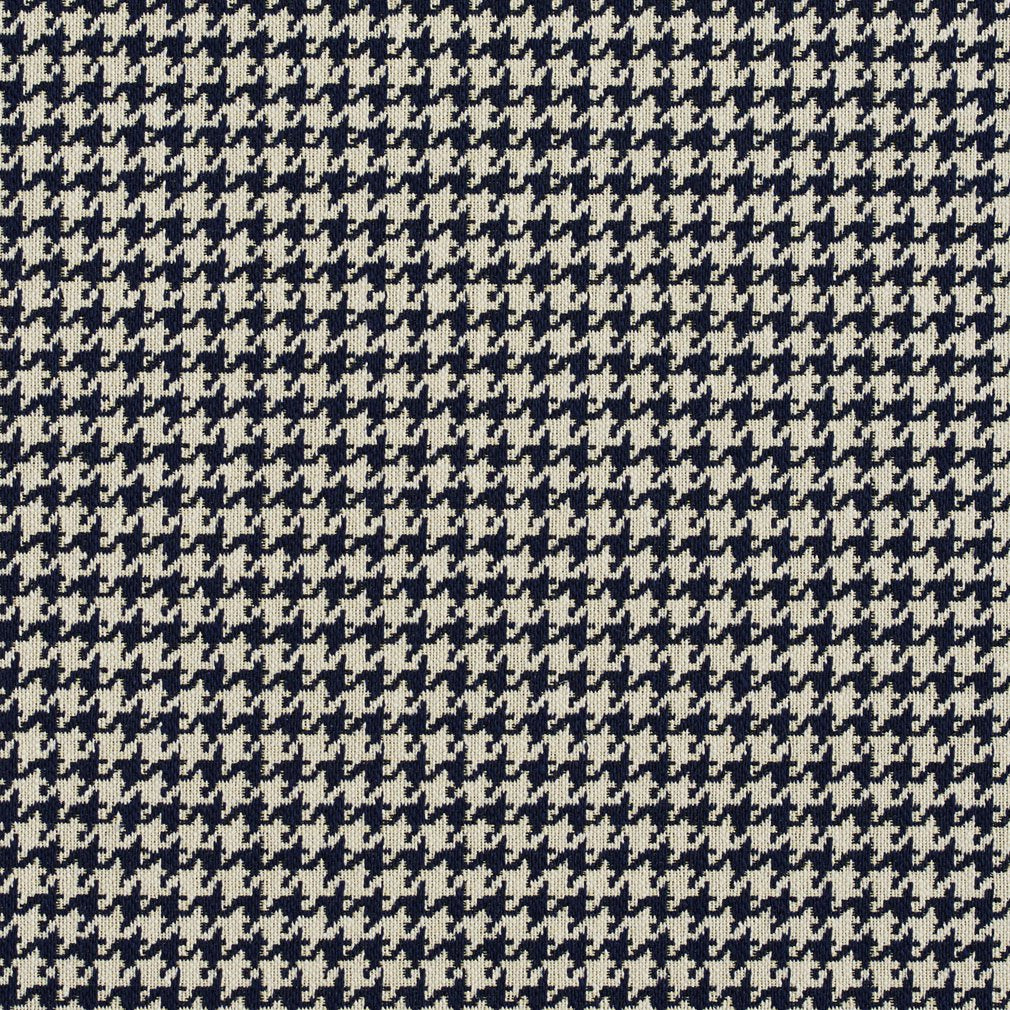 Essentials Navy White Upholstery Fabric / Cobalt Houndstooth