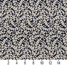Load image into Gallery viewer, Essentials Navy White Upholstery Fabric / Cobalt Vine