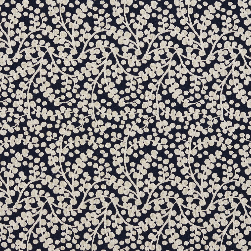 Essentials Navy White Upholstery Fabric / Cobalt Vine