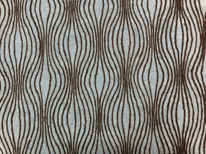 Lee Jofa Groundworks Ondule Cocoa Crewel Embroidered Cotton Wool Aqua Blue Mocha Brown Abstract Geometric Upholstery Drapery Fabric