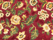 Load image into Gallery viewer, Brunschwig &amp; Fils Ombremont Grospoint Rouge Belgian Cut Velvet Red Beige Green Mustard Yellow Floral Upholstery Tapestry Fabric