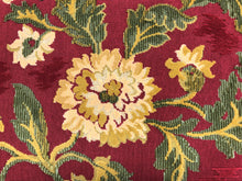 Load image into Gallery viewer, Brunschwig &amp; Fils Ombremont Grospoint Rouge Belgian Cut Velvet Red Beige Green Mustard Yellow Floral Upholstery Tapestry Fabric