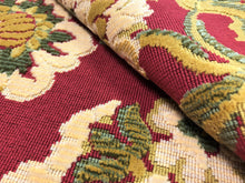 Load image into Gallery viewer, Brunschwig &amp; Fils Ombremont Grospoint Rouge Belgian Cut Velvet Red Beige Green Mustard Yellow Floral Upholstery Tapestry Fabric