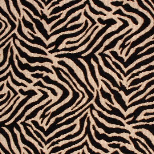 Tiger Zebra Animal Pattern Upholstery Fabric Black / Onyx PRV2