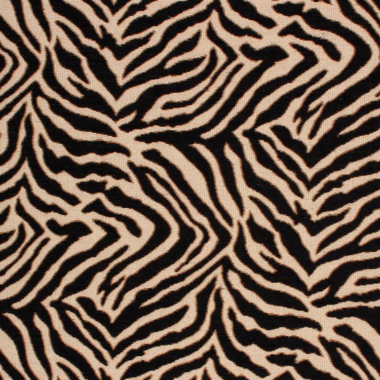 Tiger Zebra Animal Pattern Upholstery Fabric Black / Onyx PRV2