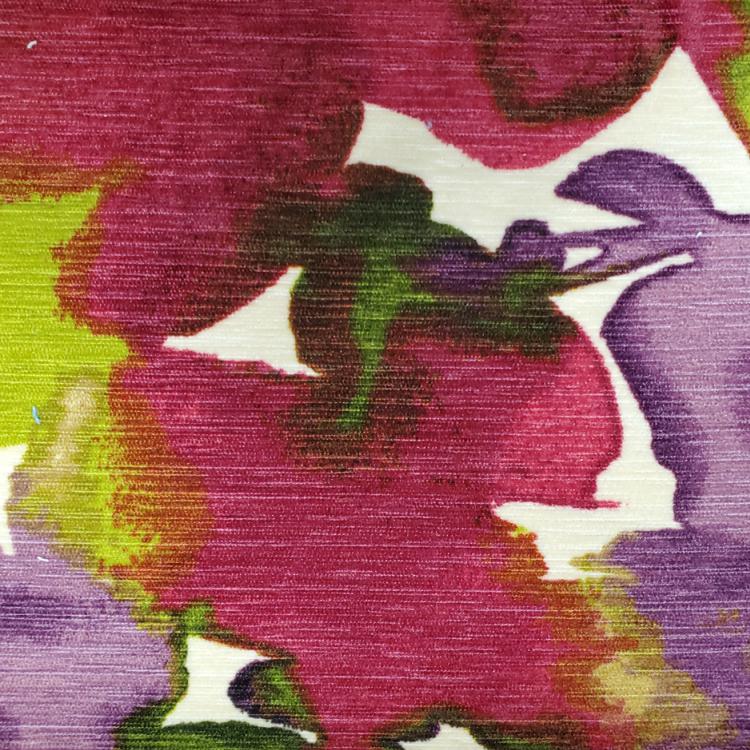 2 Colors Floral Upholstery Velvet Abstract Navy Blue Green Purple / RMIL15