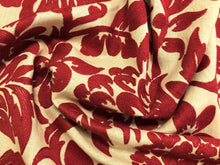 Load image into Gallery viewer, Lee Jofa Oscar De La Renta Flora Red Neutral Beige Floral Embroidered Drapery Upholstery Fabric