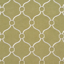 Load image into Gallery viewer, Essentials Linen Upholstery Drapery Fabric Olive Ivory Embroidered Trellis Geometric