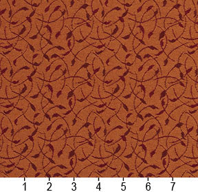 Essentials Heavy Duty Scotchgard Orange Burgundy Leaf Branches Upholstery Fabric / Brandy