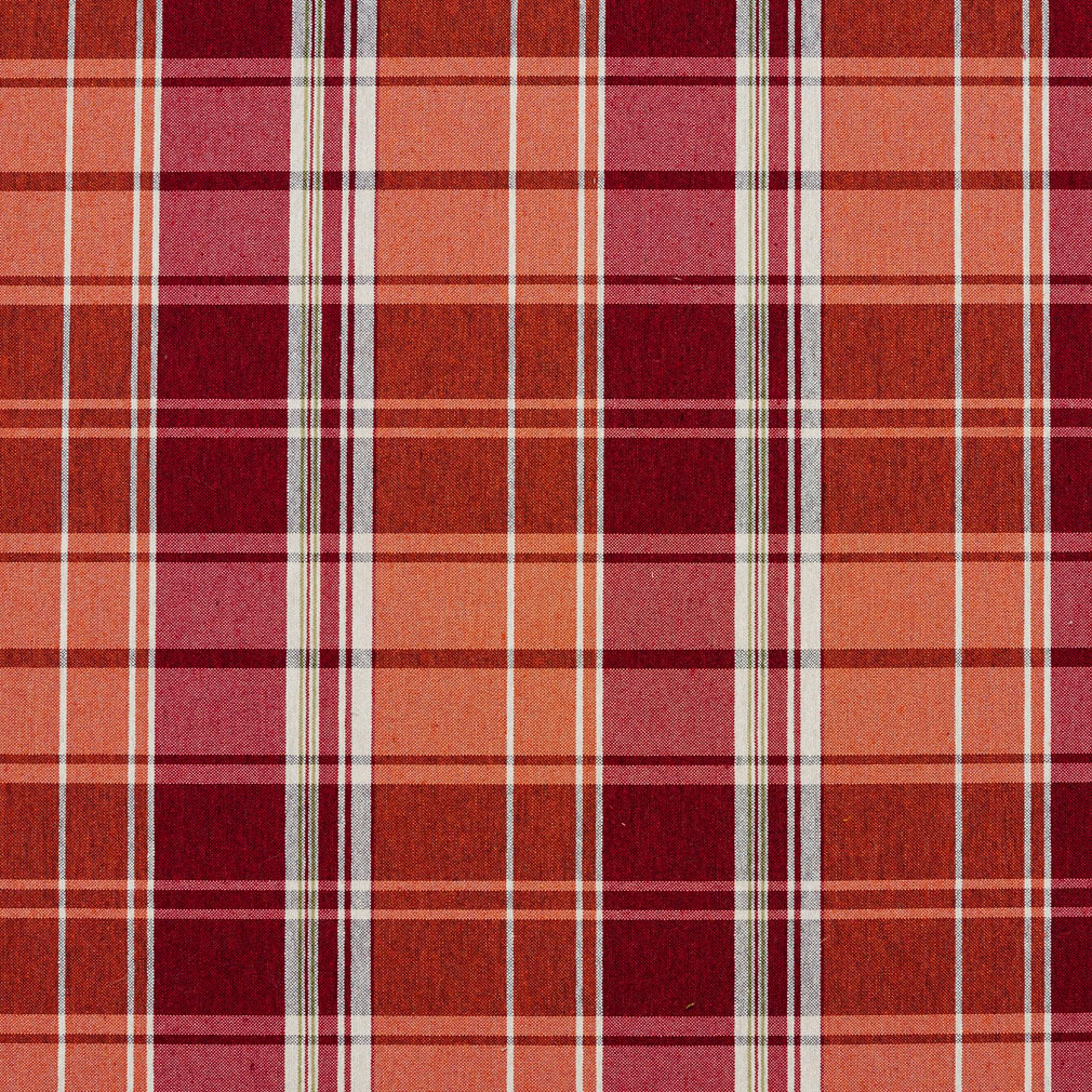 Checked Plaid Fabric in Orange and White, Upholstery / Slipcovers, Medium  Weight, 54 Wide, By the Yard