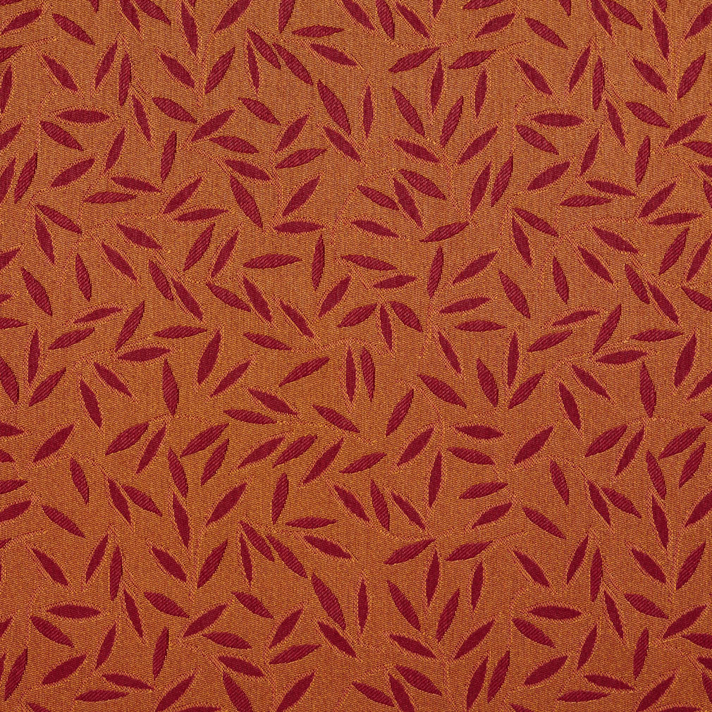 Essentials Orange Red Leaf Branches Upholstery Drapery Fabric / Henna