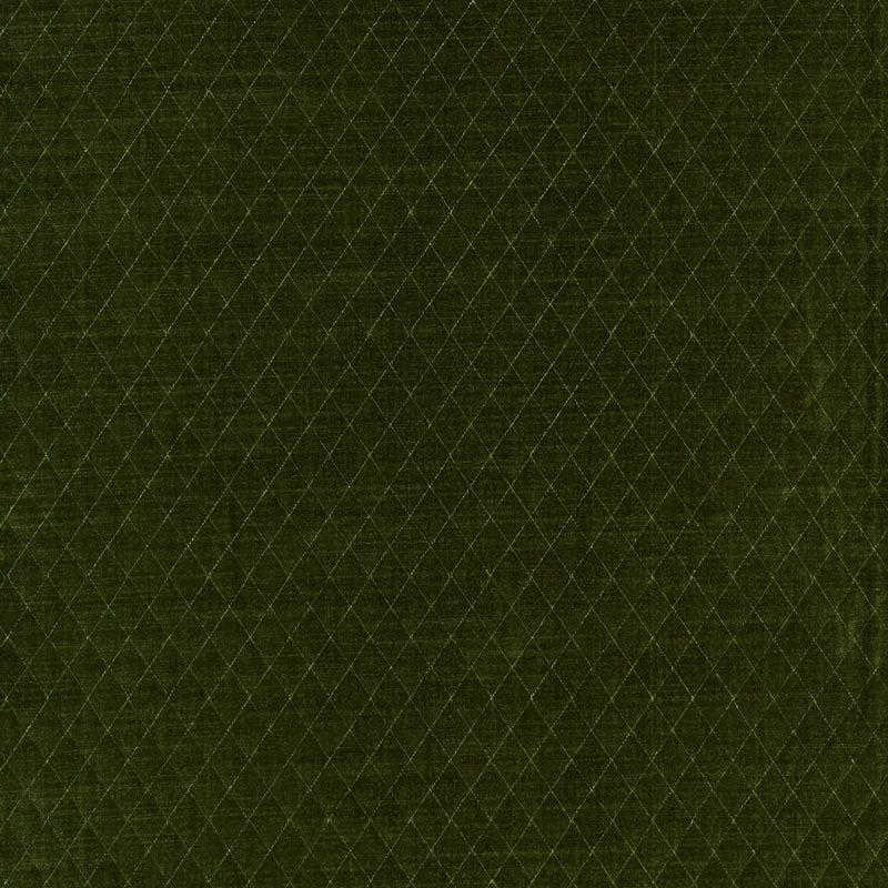 SCHUMACHER PALEY QUILTED VELVET FABRIC / LODEN