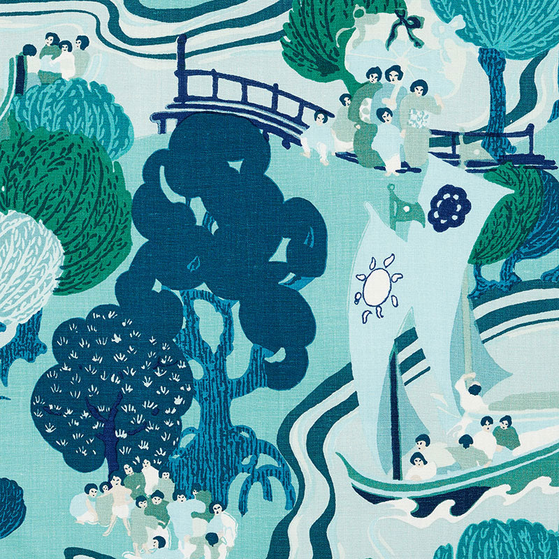 SCHUMACHER PEARL RIVER FABRIC 173063 / SEA