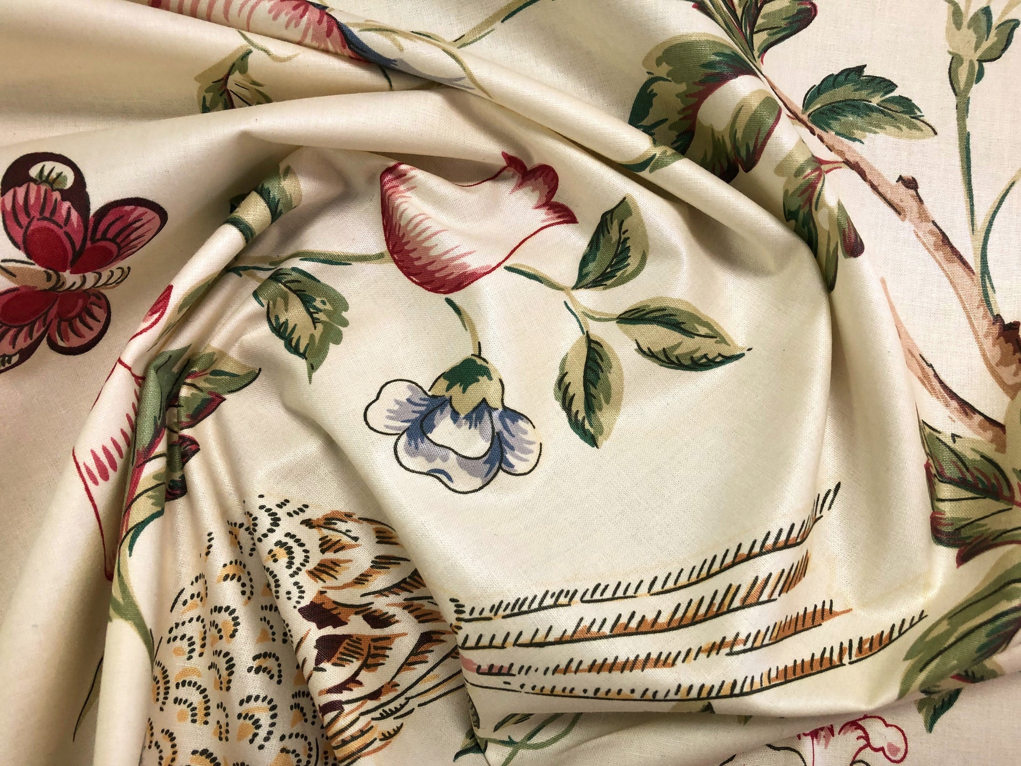 Lacefield Designs Coribel Eucalyptus Floral Linen Blend Upholstery and Drapery Fabric by Decorative Fabrics Direct