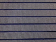 Load image into Gallery viewer, Designer Indoor Outdoor Navy Blue White Dot Stripe Geometric Nautical Marine Water Resistant Upholstery Fabric