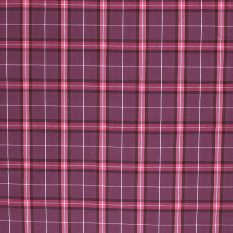 Cotton Plaid Tartan Upholstery Drapery Fabric Purple Pink / Plum