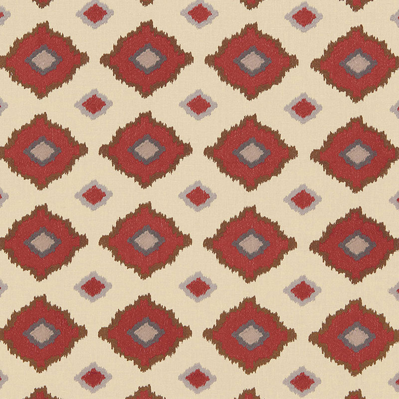 SCHUMACHER SIKAR EMBROIDERY FABRIC / POMEGRANATE