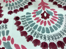 Load image into Gallery viewer, Embroidered Floral Velvet Drapery Fabric Ivory Red Aqua Pink / Poppy RMBLV