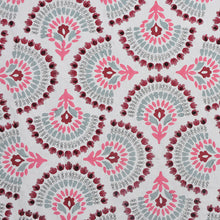 Load image into Gallery viewer, Embroidered Floral Velvet Drapery Fabric Ivory Red Aqua Pink / Poppy RMBLV