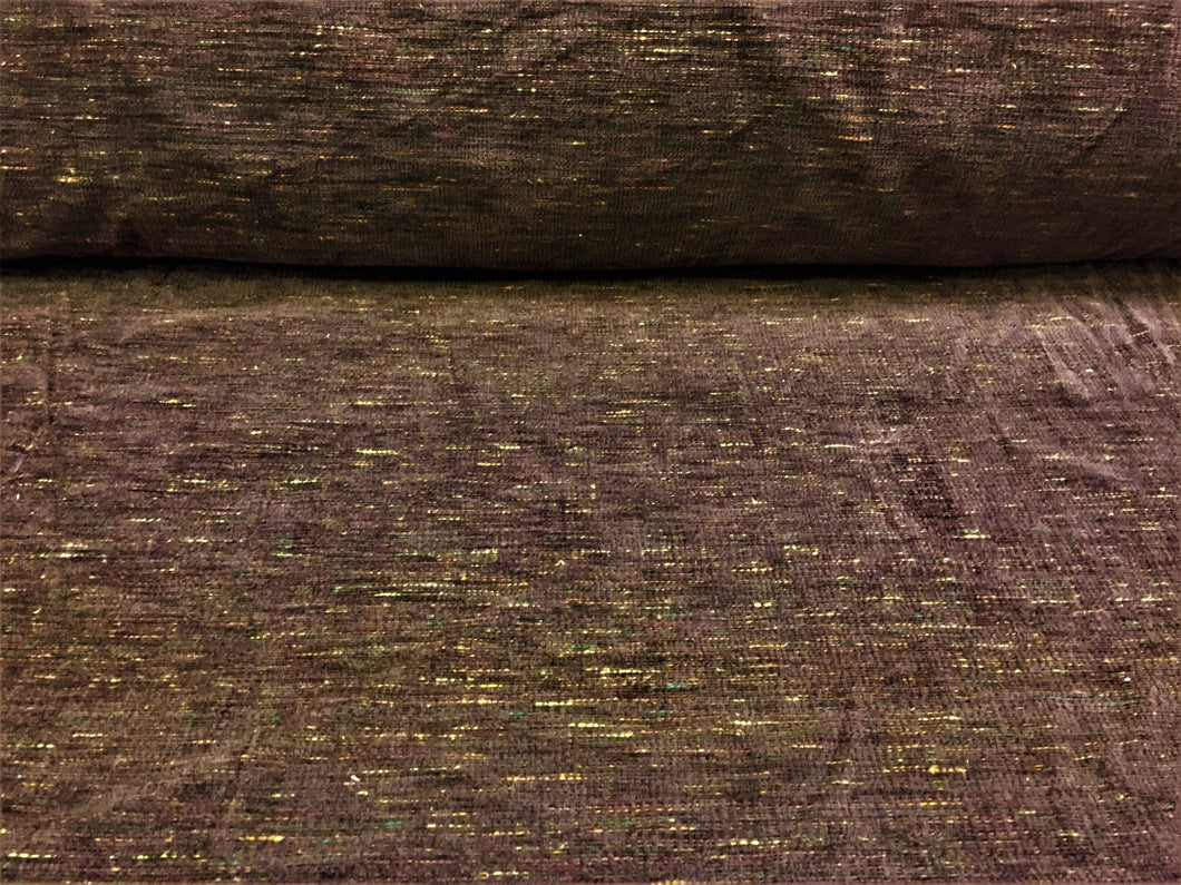 Plum Eggplant Purple Tweed Chenille Mid Century Modern Upholstery Fabric