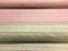 Load image into Gallery viewer, Rustic Textured Railroaded Stripe Pattern Pink Taupe Magenta Green Navy Blue Upholstery Fabric