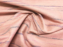 Load image into Gallery viewer, Rustic Textured Railroaded Stripe Pattern Pink Taupe Magenta Green Navy Blue Upholstery Fabric