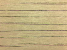 Load image into Gallery viewer, Rustic Textured Railroaded Stripe Pattern Pink Taupe Magenta Green Navy Blue Upholstery Fabric