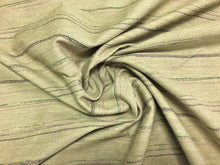 Load image into Gallery viewer, Rustic Textured Railroaded Stripe Pattern Pink Taupe Magenta Green Navy Blue Upholstery Fabric