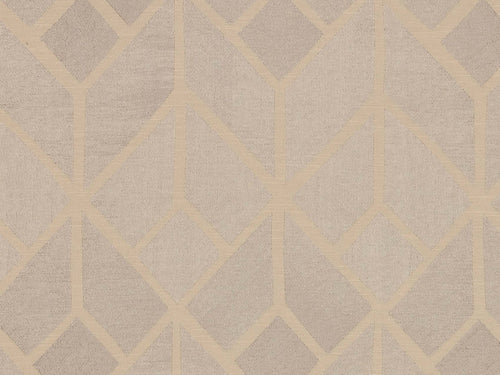 Wheat Beige Taupe Geometric Abstract Art Deco Drapery Fabric