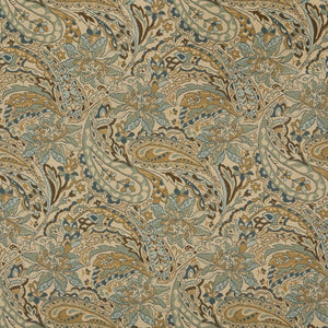 Essentials Outdoor Upholstery Drapery Paisley Fabric / Beige Olive Blue