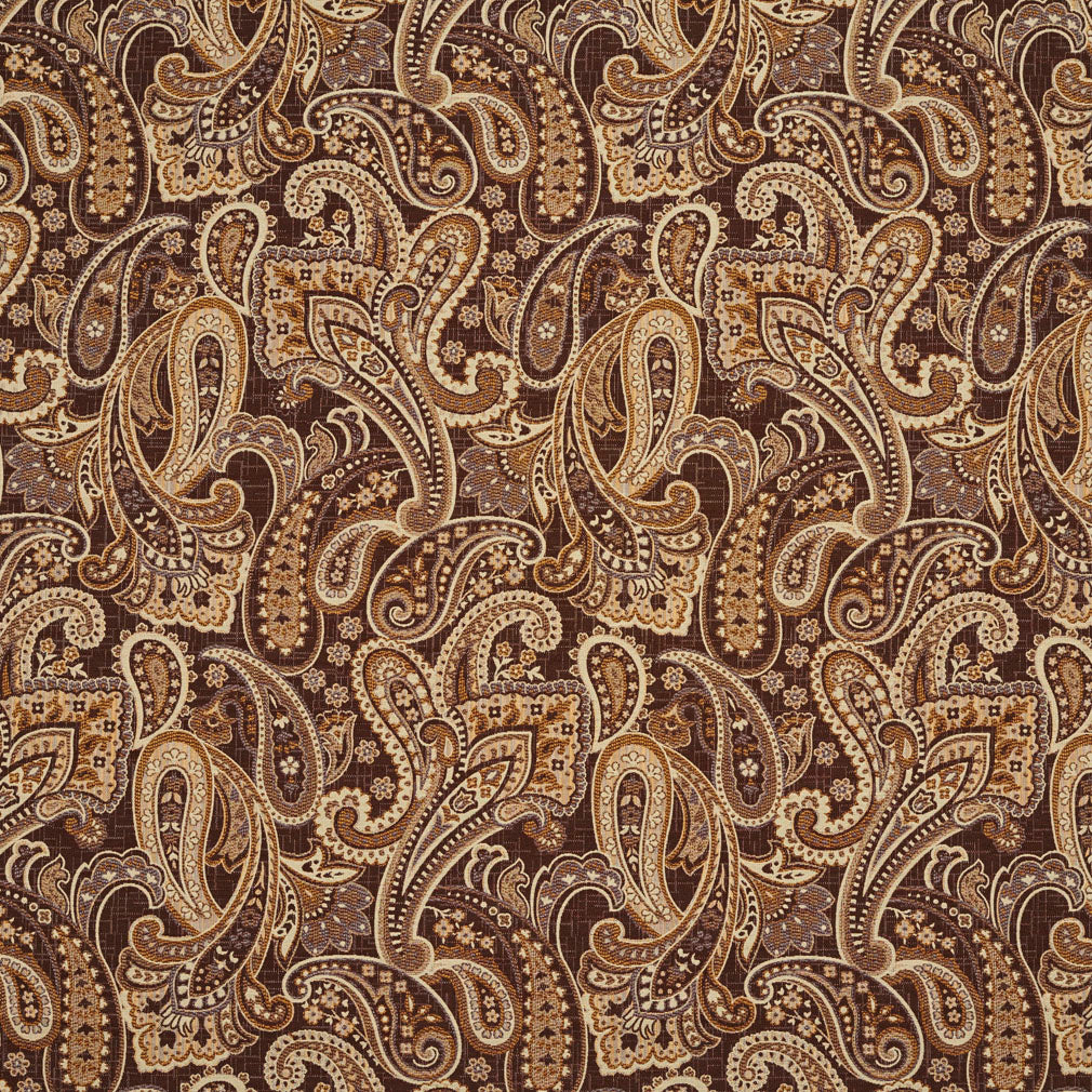 Essentials Paisley Upholstery Fabric Brown Gray Gold Beige / Canyon Phoenix
